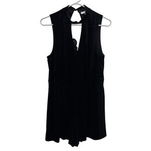 Stella Luca Black Velvet Lace Back Keyhole Romper Sleeveless Gothic Party TM